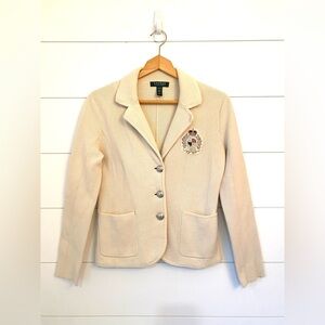 Ralph Lauren cream Blazer with beaded Crest (size small)